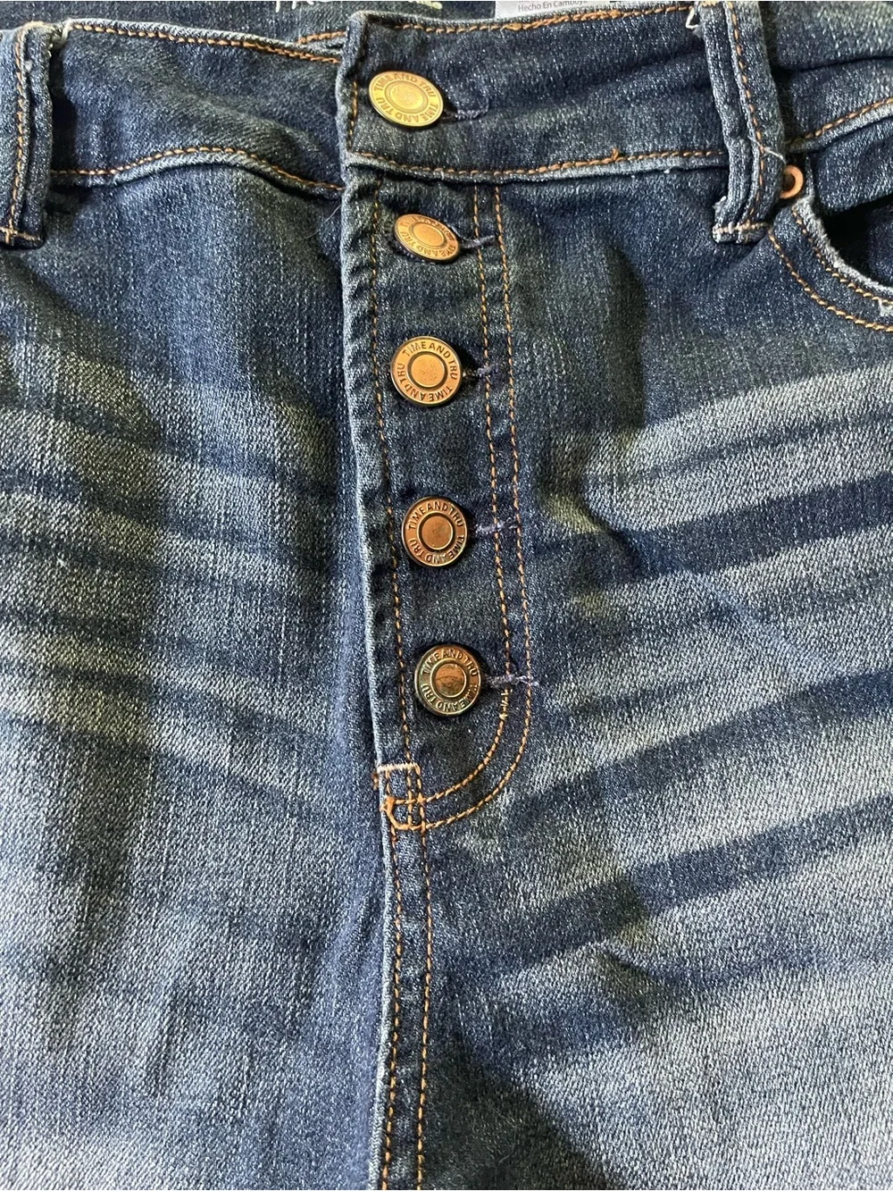 Time and Tru Dark Blue High-Rise Denim Bermuda Shorts